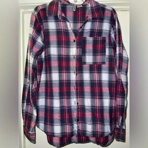 Plaid long sleeve button down